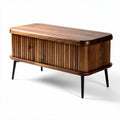 Houten salontafel met metalen poten 100 x 50 x 40cm in bruine kleur