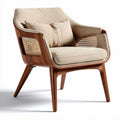 Houten fauteuil met stoffen bekleding en kussen 75 x 75 x 85cm