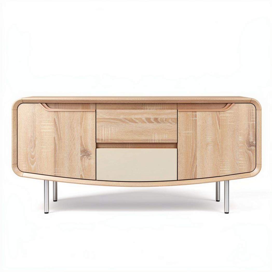 Houten tv-meubel met lades en metalen poten 150 x 40 x 70cm