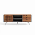 TV-meubel van hout met open vakken en lademetalen poten 150 x 40 x 50cm