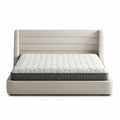 Bed met gestoffeerd hoofdbord en matras afmeting 200 x 160 x 100cm