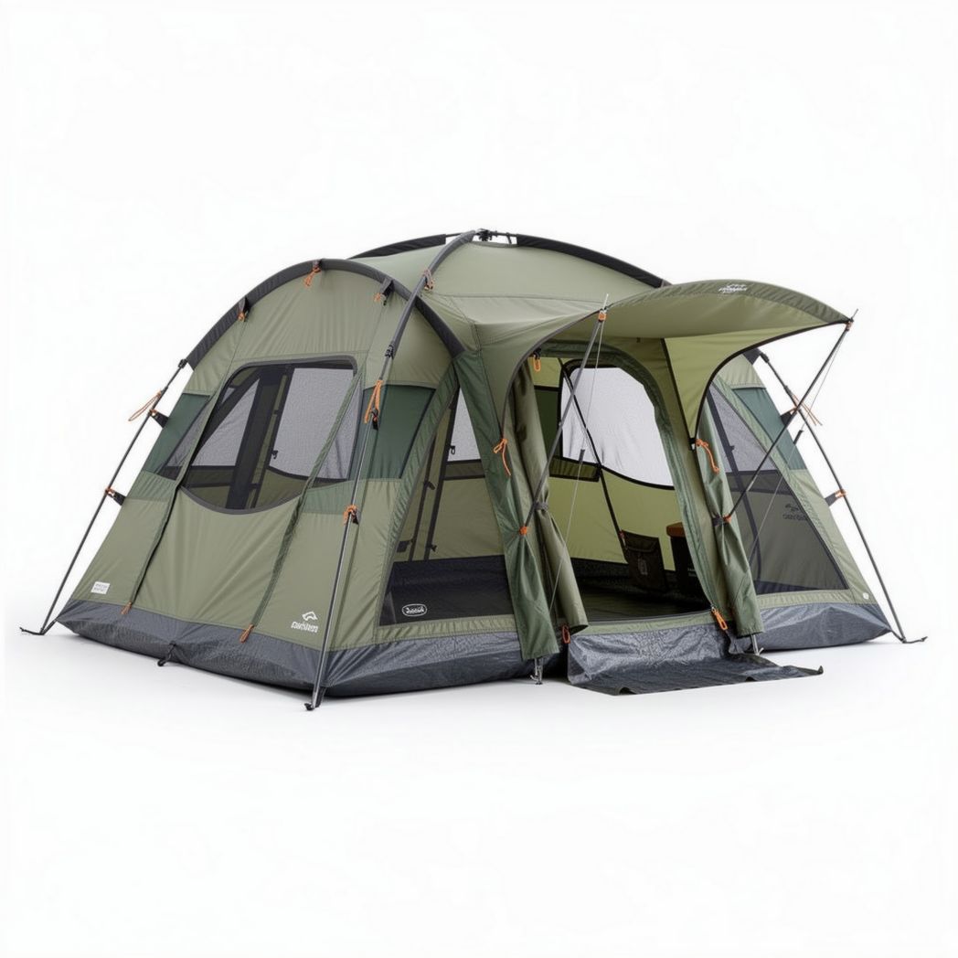 Tent 300 x 250 x 200 cm met groene stof en ruime ventilatieopties