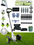 Mowza MOWZA® 4-in-1 Kantenmaaier – Grastrimmer – Bosmaaier – Grasmaaier – Draadloos  Elektrisch – Incl. 2 Accu ‘s  Snellader - Wit/Groen(15 cm)