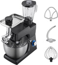 Merkloos / Sans marque Elektrische Keukenmixer, 7,8 L Keukenmixer met 1500 W Motor, 6+P Snelheden, Kantelbaar Kopontwerp, Inclusief 1,5 L Blenderbeker, Roestvrijstalen Kom, Deeghaak, Garde en Klopper voor Bakken en Mixen, Zwart