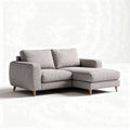 Hoekbank van stof in lichtgrijs met afmetingen 190 x 90 x 85 cm