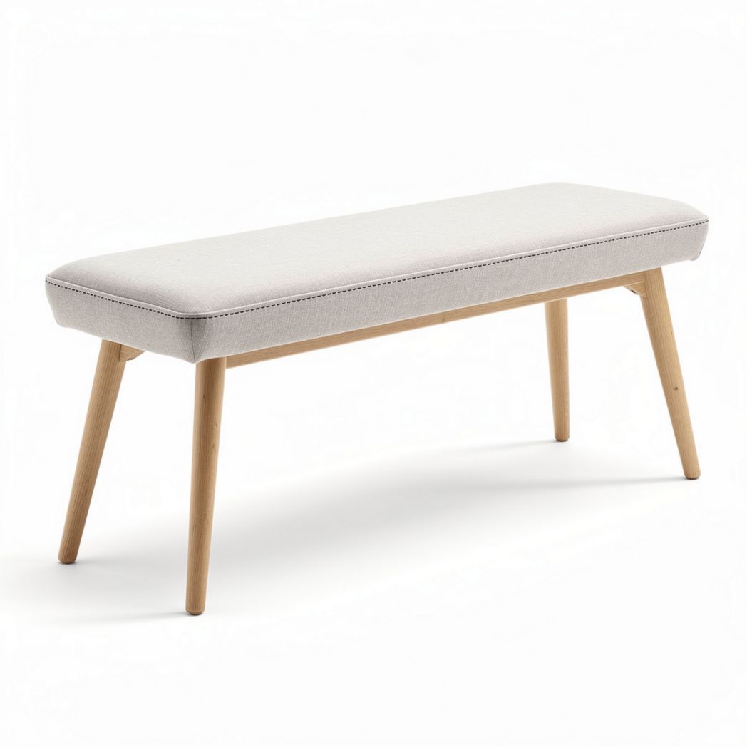 Bankje van stof en hout voor interieur met afmetingen 100 x 30 x 45cm