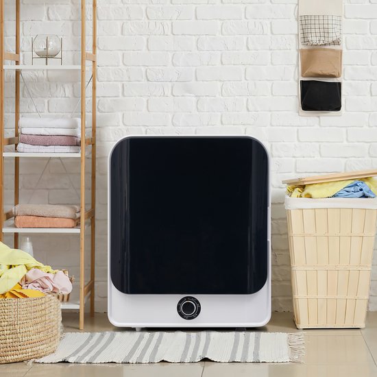 Zubaliya Afvoerdroger 3 Kg - Compacte Trommeldroger Met 5 Programma's, Wandmontage, Oververhittingsbeveiliging - Wit
