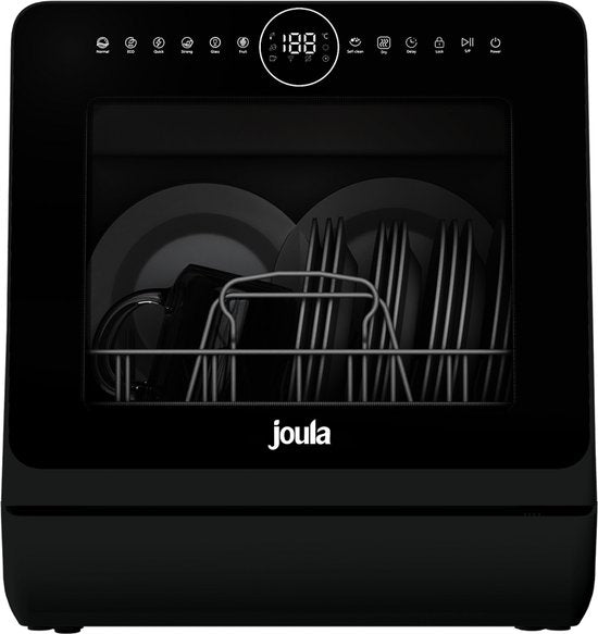 Joula Mini Vaatwasser met Waterreservoir - 8 Wasprogramma's - 5 Couverts - Kleine Smalle Vrijstaande Afwasmachine - Camping - Zwart(Zwart)