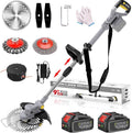 Traumheim 4-in-1 Accu Grasmaaier - Elektrische Grastrimmer met 2x 4.0Ah Accu  Lader - 4-in-1 Multifunctioneel Onkruidwieder met Voegenborstel  Staalborstel - 750W Accu Grasmaaier - Grijs