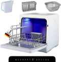Sommertal SP9 Mini-vaatwasser | Tafelvaatwasser voor 1 tot 5 personen | borden tot 28 cm | 10+1 functies | Kleine compacte vaatwasser | vrijstaand, led, touch, 5 l waterreservoir  vaste aansluiting [energieklasse D]