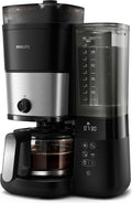 Philips Filter-koffiezetapparaat HD7888/01 - All-in-1 Brew - Met Filter en Molen - Voor Bonen - Instelbare Grofheid - Met LED Scherm - Zwart(Zwart en zilver)