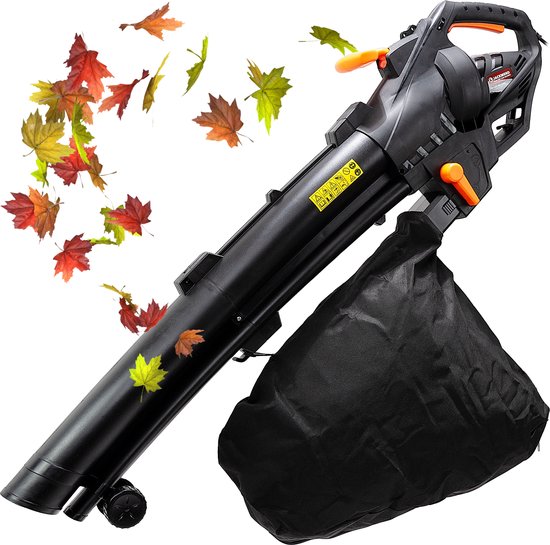 JACKMEND Elektrische Bladblazer Incl. 35L Opvangzak - 3000W Blad Blazer  Zuiger op Snoer - 270km/u Luchtsnelheid - 15.000RPM - 10 Meter Kabel - Gesnoerd Bladeren Blazen  Zuigen - Bladzuiger